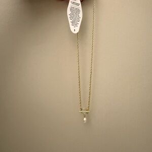 Sophisticated Gold Necklace with Pearl by Unknown